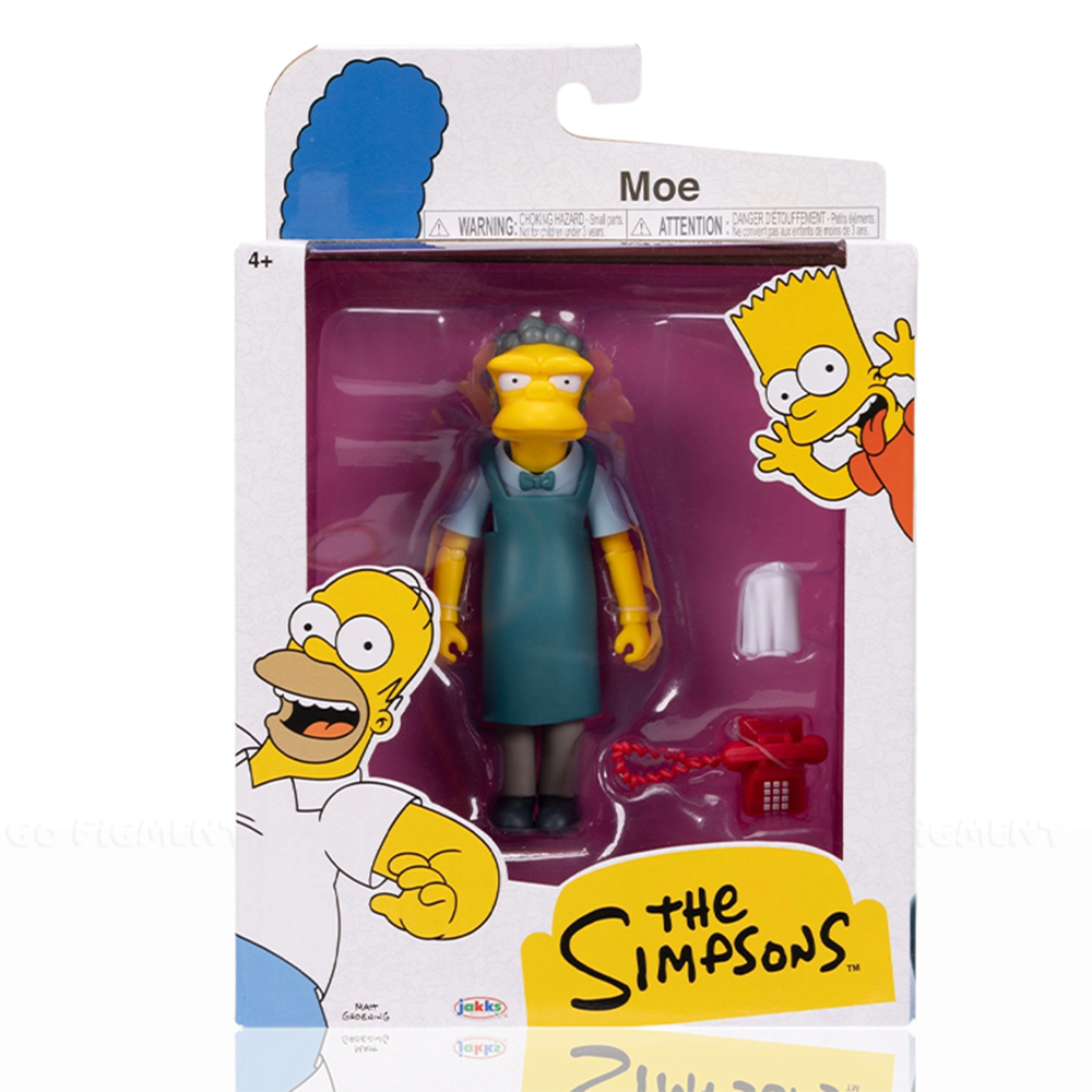 Moe Szyslak with Telephone Wave 2 Action Figure The Simpsons 5in Scale by Jakks Pacific in packaging with accessories