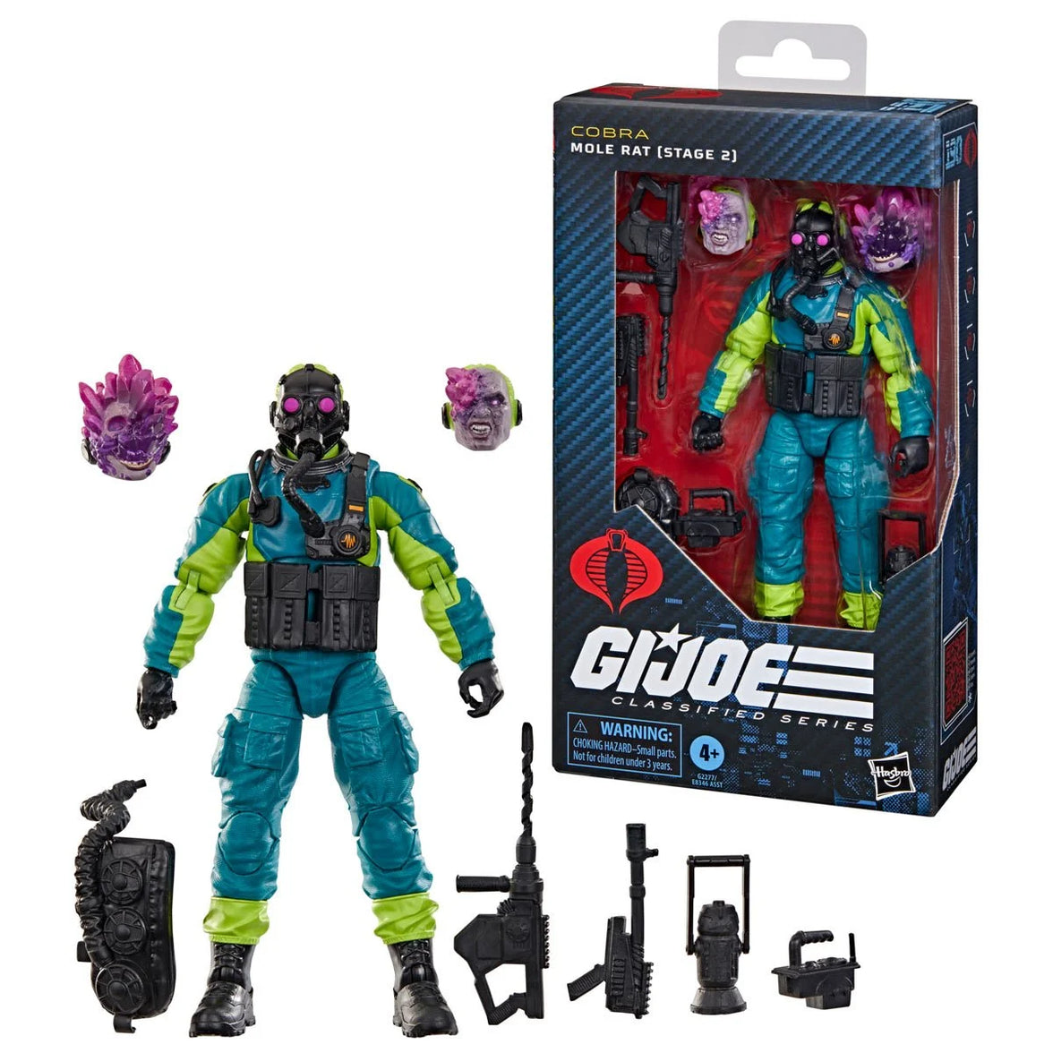 Mole Rat (Stage 2) "190" G.I. Joe Classified Series 6 inch COBRA Action Figure by Hasbro with accessories and extra heads in packaging