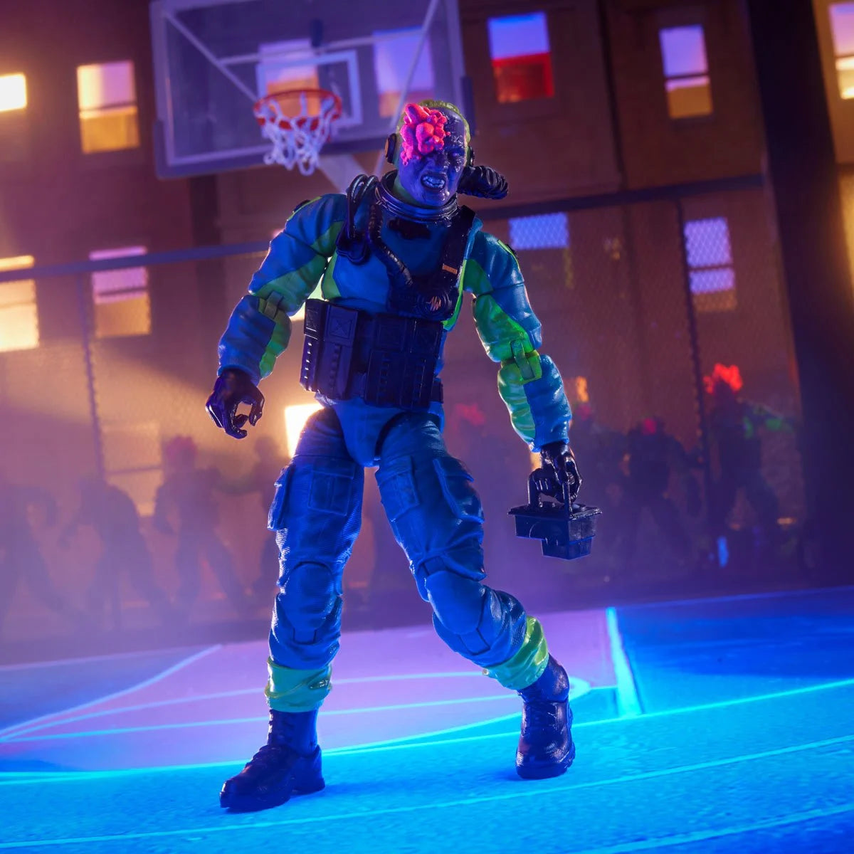 Mole Rat (Stage 2) "190" G.I. Joe Classified Series 6 inch COBRA Action Figure by Hasbro on urban basketball court background