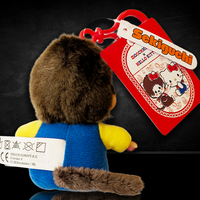 Monchhichi as Hello Kitty in Overalls Collaboration Plush 4.7" Bag Clip