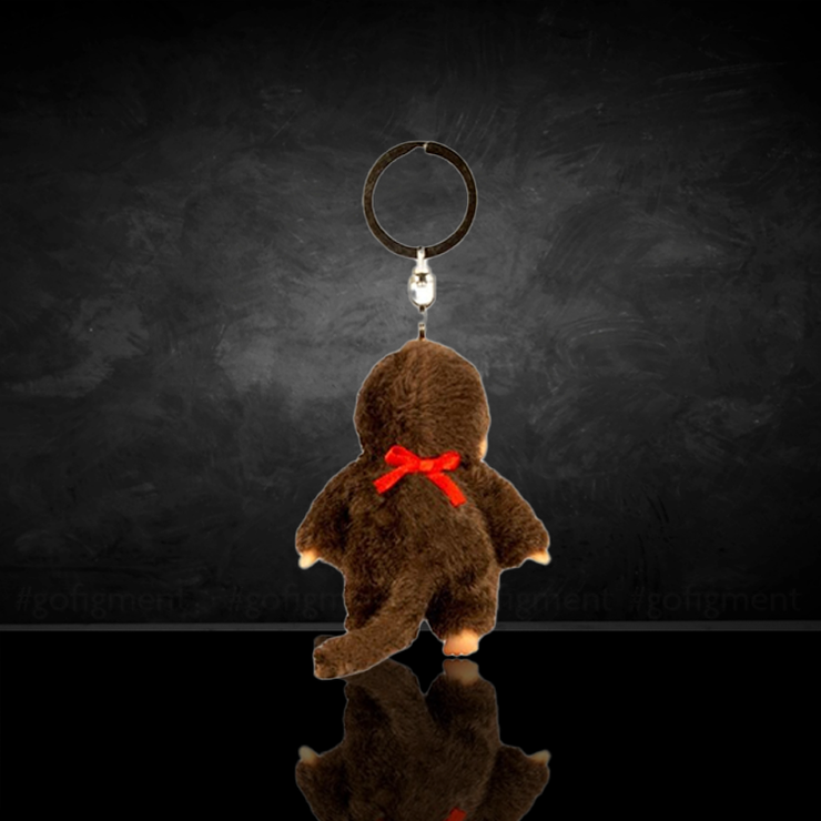 Sekiguchi Monchhichi Classic Boy with Red Bib 4" Plush Keychain - NWT