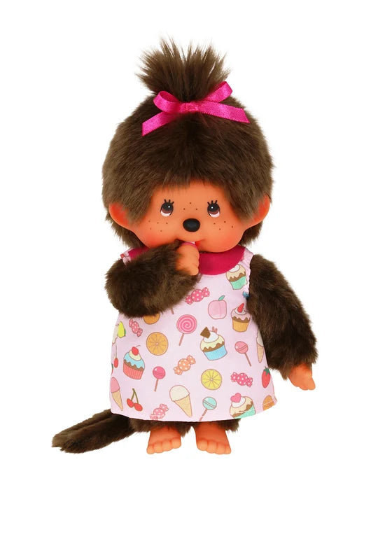 Monchhichi Pop N Candy Series Girl Candy Dress 8 Inch Plush Doll by Sekiguchi in pink candy dress