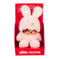 Sekiguchi Monchhichi Sitting Fluffy Bunny Doll Plush - 7" Monkey Plush - NWT