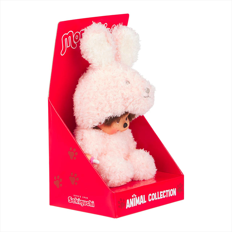 Sekiguchi Monchhichi Sitting Fluffy Bunny Doll Plush - 7" Monkey Plush - NWT