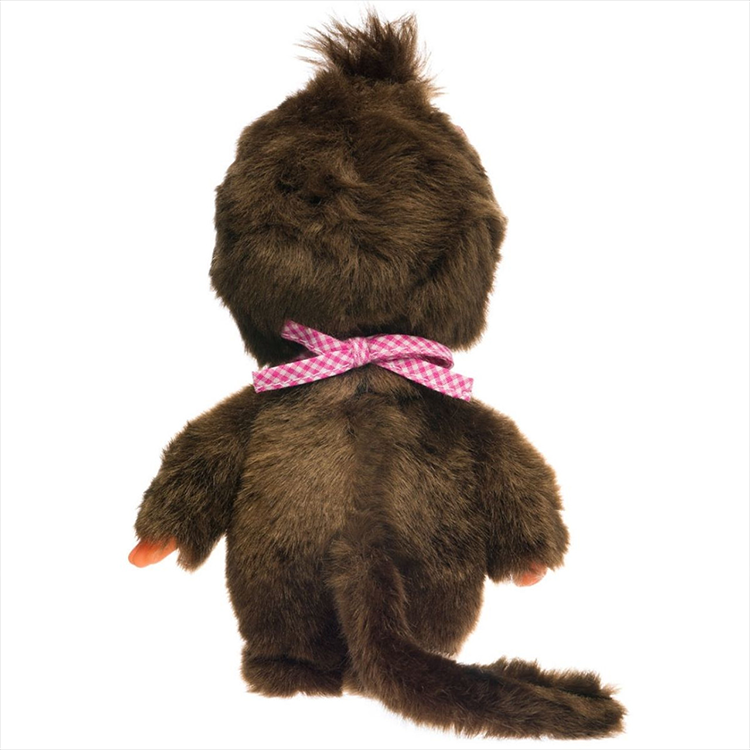 Sekiguchi Monchhichi Classic Girl with Pink Bib 8" Monkey Plush - NWT