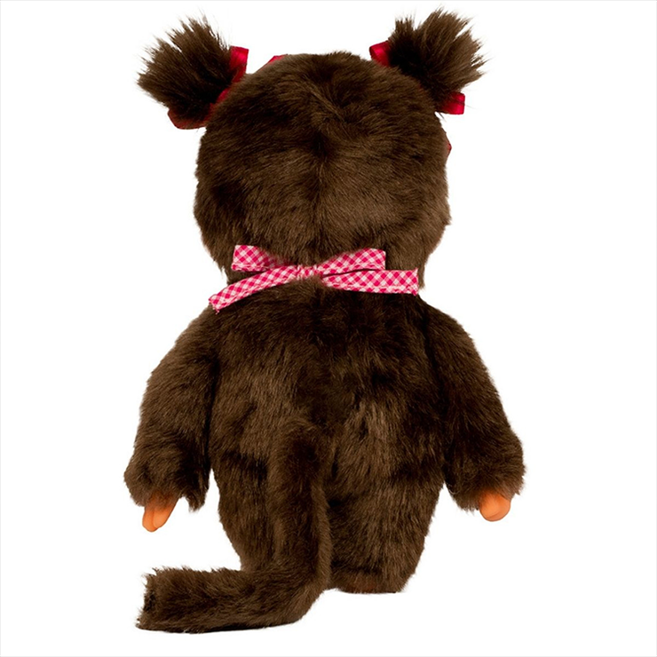Sekiguchi Monchhichi Classic Girl with White & Pink Bib 8" Monkey Plush - NWT