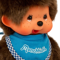 Sekiguchi Monchhichi Classic Boy with Blue Bib 8" Monkey Plush - NWT