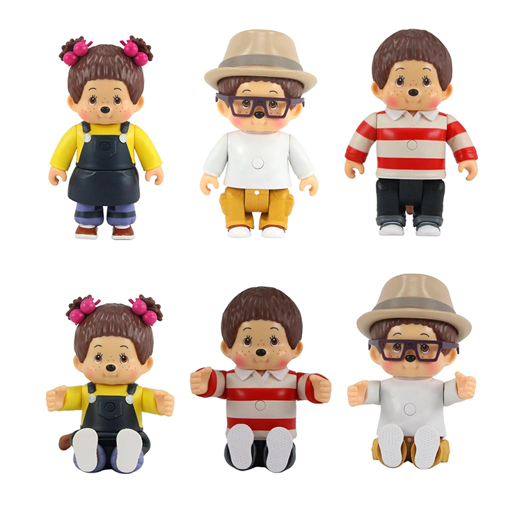 Monchhichi Talking Figures 3-pack showing the Willow figure wearing his signature hat and glasses inside the packaging.