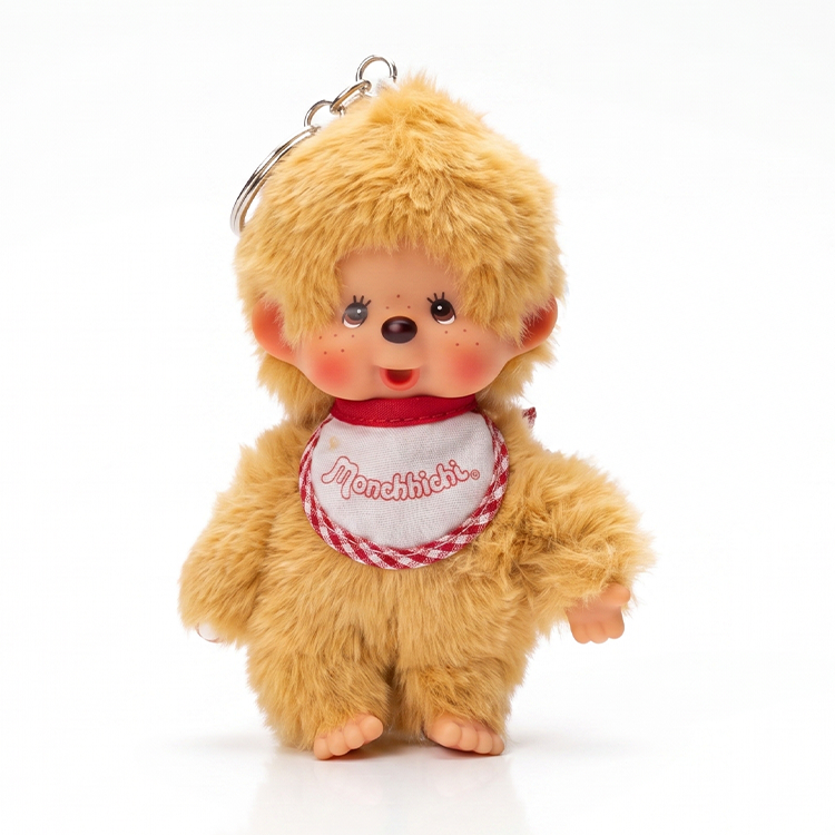 5.5" Monchhichi Keychain Set - Classic Beige Boy & Girl 2-Piece Plush Pack with Metal Rings