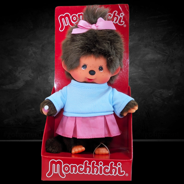 8" Large Monchhichi Doll - Girl Pretty in Pink - Authentic Monkey Plush, NWT