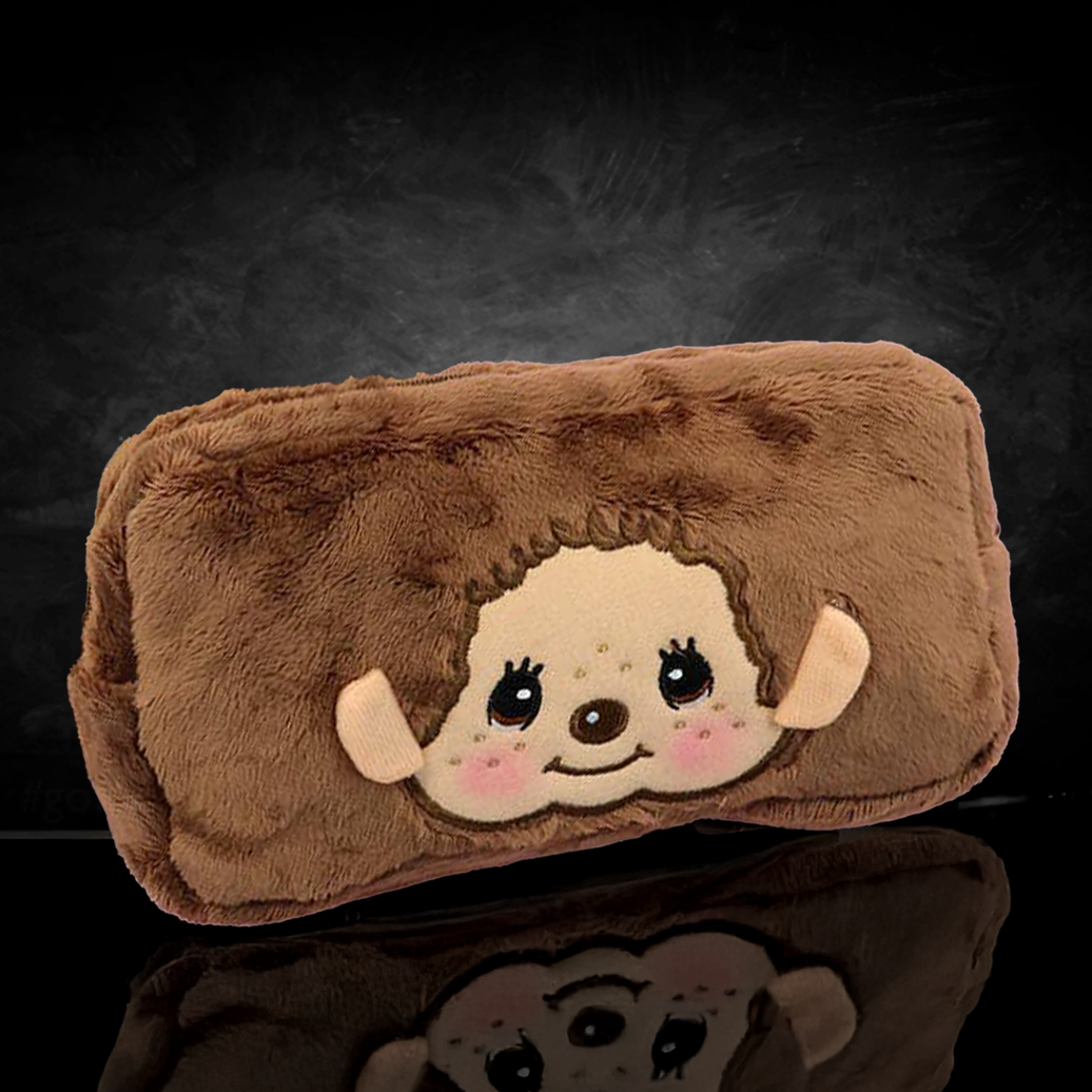 Official Sekiguchi Monchhichi Square Plush Pouch – Soft-Spacious Character Organizer