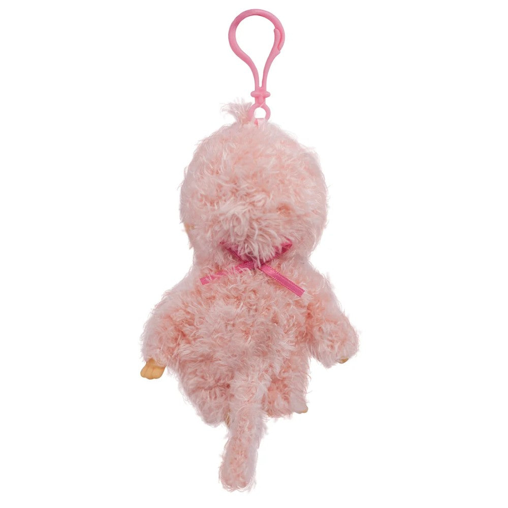 Monchhichi Fluffy Pink Beige Girl Plush 5.5 Inch Figure Bag Charm Sekiguchi