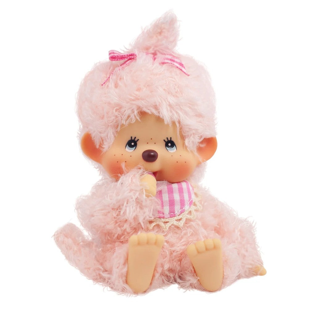Monchhichi Fluffy Pink Beige Girl Plush 5.5 Inch Figure Bag Charm by Sekiguchi