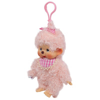 Monchhichi Fluffy Pink Beige Girl Plush 5.5 Inch Figure Bag Charm by Sekiguchi