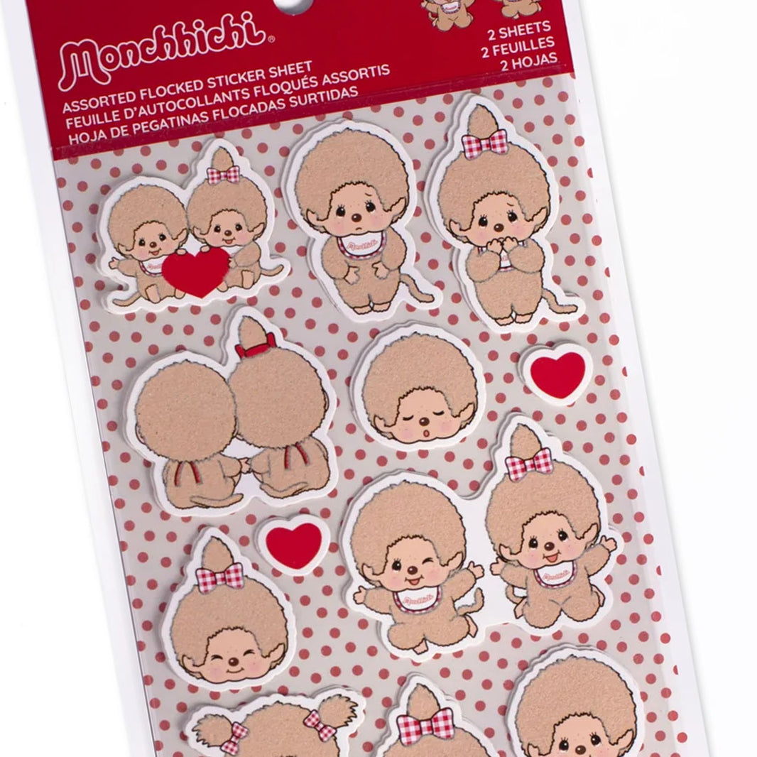 Monchhichi Fuzzy Sticker Sheets - 2 Pack