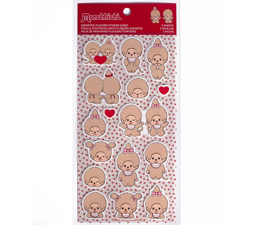 Monchhichi Fuzzy Sticker Sheets - 2 Pack