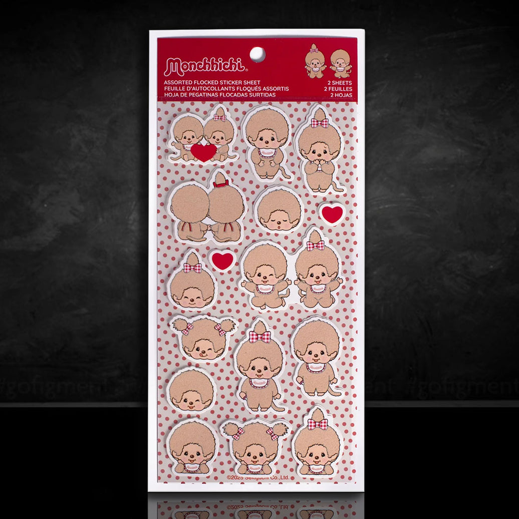 Monchhichi Fuzzy Sticker Sheets - 2 Pack