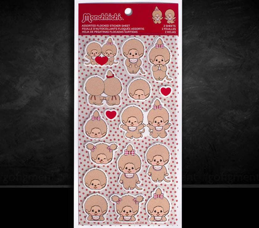 Monchhichi Fuzzy Sticker Sheets - 2 Pack