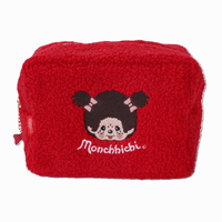 Monchhichi Girl Makeup Bag Pouch Sekiguchi Accessory red fleece pouch with Monchhichi face