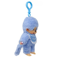 Monchhichi Lacie Blue Satin Bib Plush Keychain 4 Inch Figure
