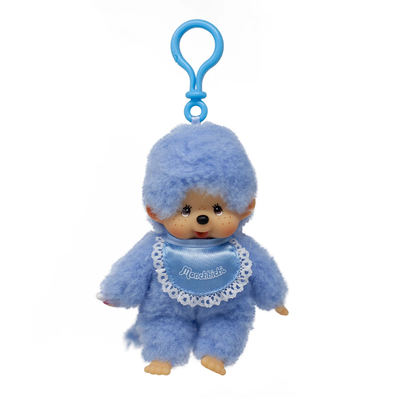 Monchhichi Lacie Blue Satin Bib Plush Keychain 4 Inch Figure