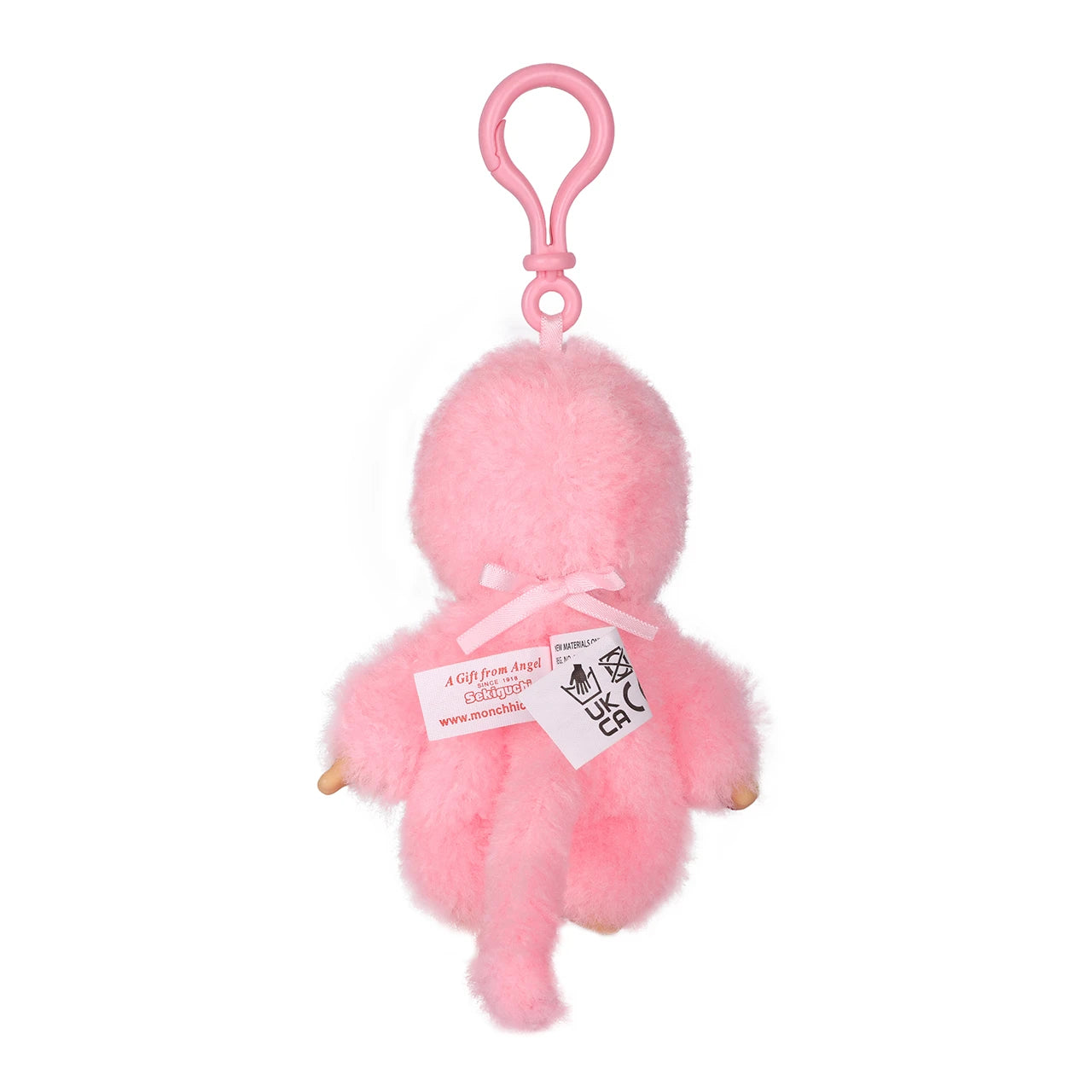 Monchhichi Lacie Pink Satin Bib Plush Keychain 4 Inch Figure