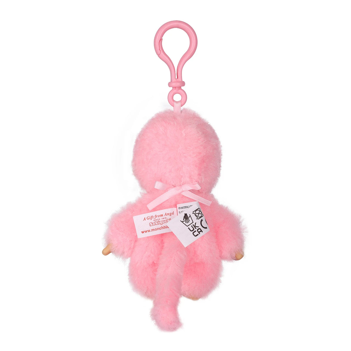 Monchhichi Lacie Pink Satin Bib Plush Keychain 4 Inch Figure