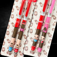 Monchhichi Erasable Pen Set - 4 Pack Sekiguchi Authentic