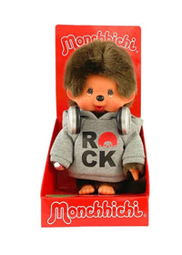 Monchhichi Pop Rockstar in Hoodie Plush 8 Inch Figure with Headphones by Sekiguchi