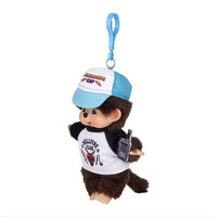 5.5" Monchhichi Keychain/Clip - Stranger Things Hellfire Club Baseball with Brown Eyes and Blue Clip