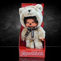 8" Large Monchhichi Doll - Animal Friend Teddy Bear - Authentic Monkey Plush, NWT