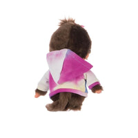 Simulated alt text for 8" Large Monchhichi Doll - Tie-Dye Hoodie Girl Plush - Authentic Monkey Plush, NWT for m4vh1y-be.myshopify.com. You are an expert SEO agent. You will generate an ALT text for this image. <Store_Context> Business Details: - Curated by a passionate collector, ensuring authe...