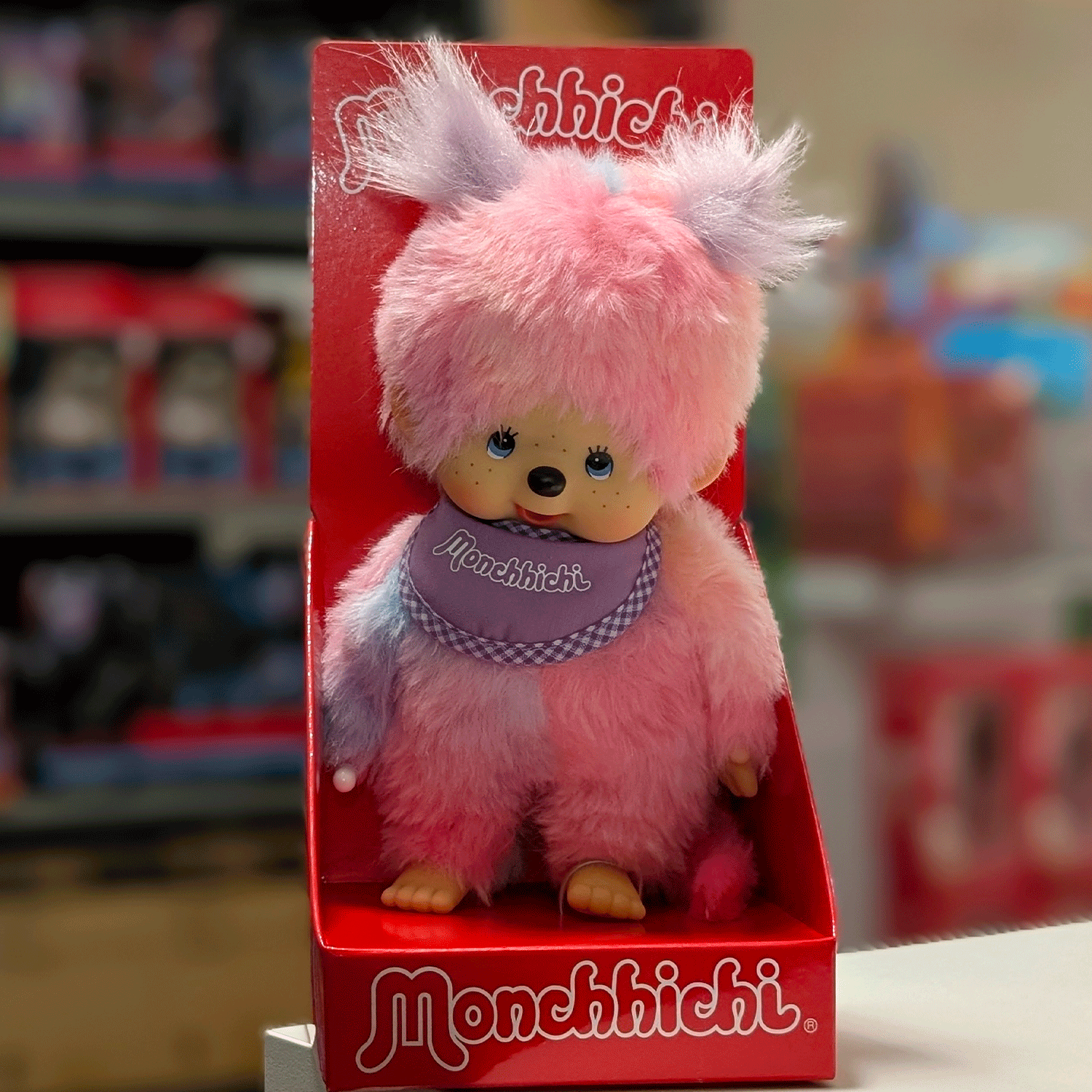 8" Large Monchhichi Doll - Girl as Tie-Dye - Authentic Monkey Plush, NWT