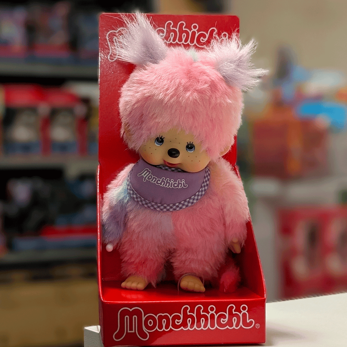 8" Large Monchhichi Doll - Girl as Tie-Dye - Authentic Monkey Plush, NWT