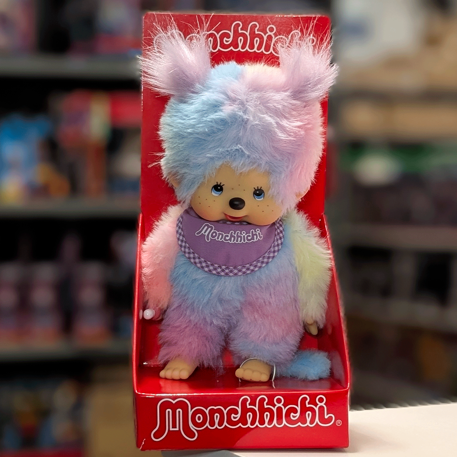 8" Large Monchhichi Doll - Girl as Tie-Dye - Authentic Monkey Plush, NWT