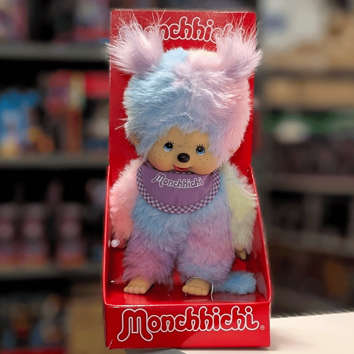 8" Large Monchhichi Doll - Girl as Tie-Dye - Authentic Monkey Plush, NWT