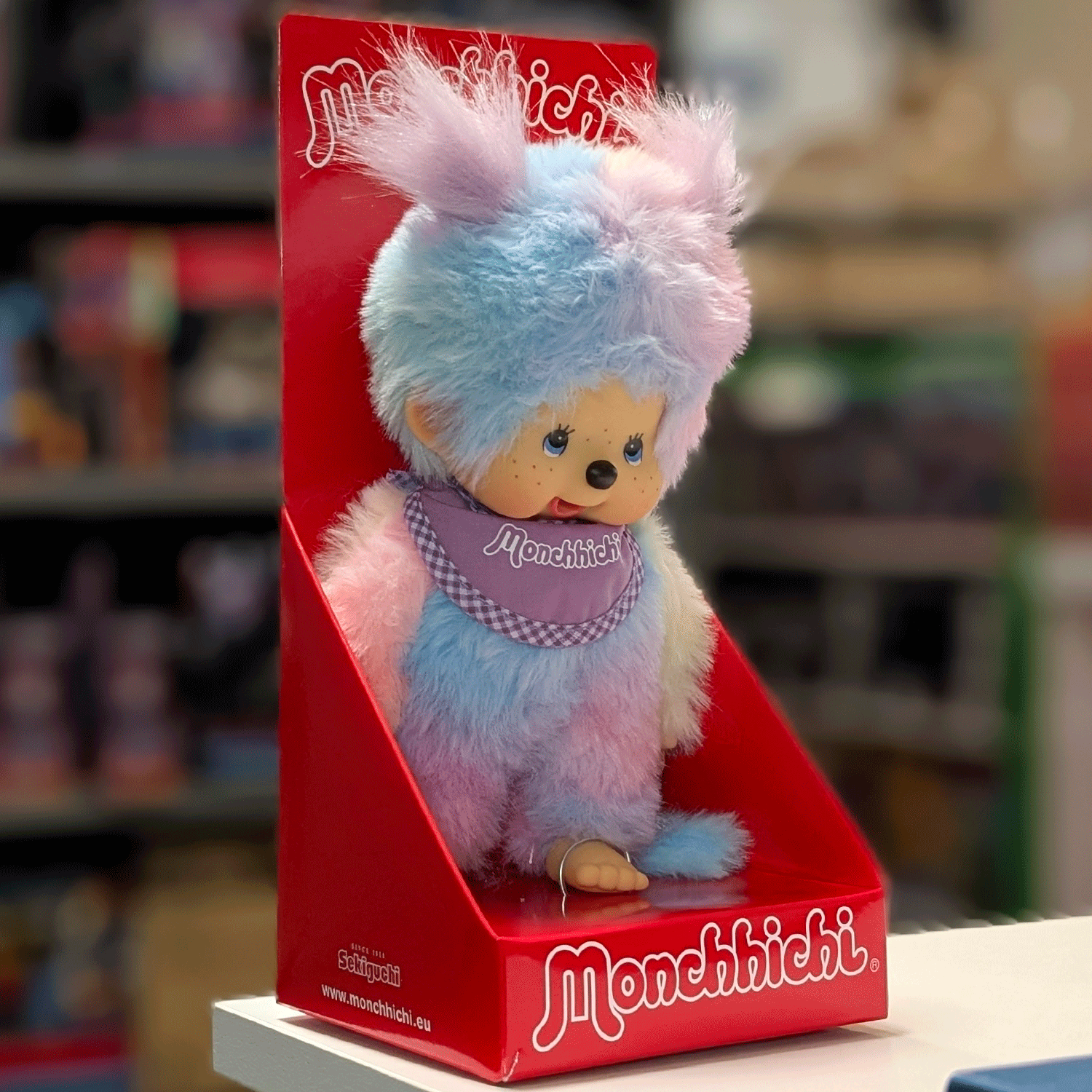 8" Large Monchhichi Doll - Girl as Tie-Dye - Authentic Monkey Plush, NWT