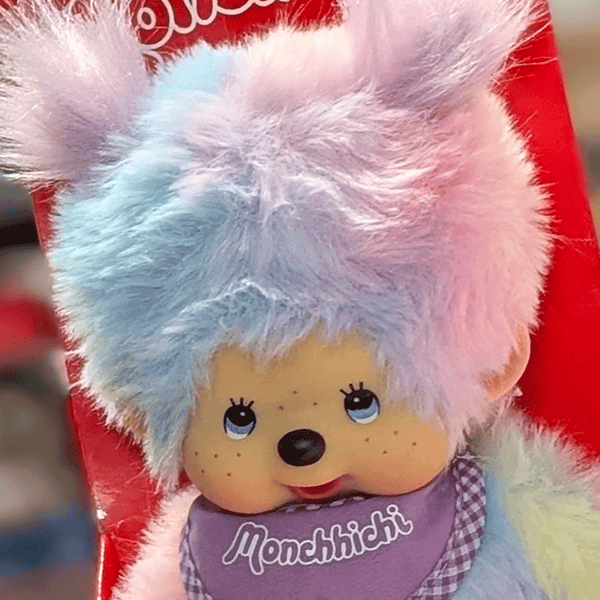 8" Large Monchhichi Doll - Girl as Tie-Dye - Authentic Monkey Plush, NWT