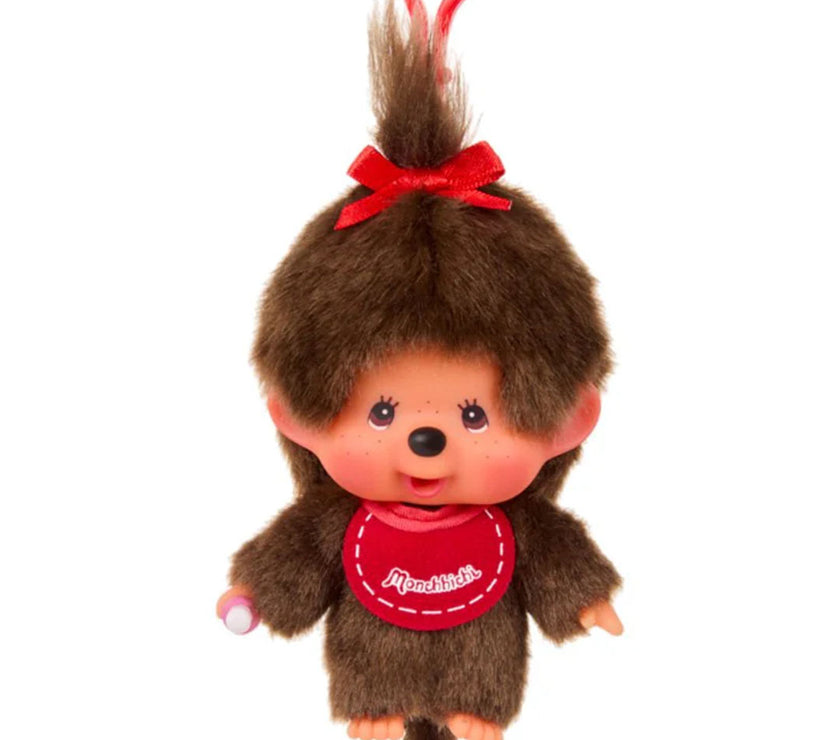 Sekiguchi Monchhichi Classic Big Head Girl Plush 4 inch Mascot Clip - NWT
