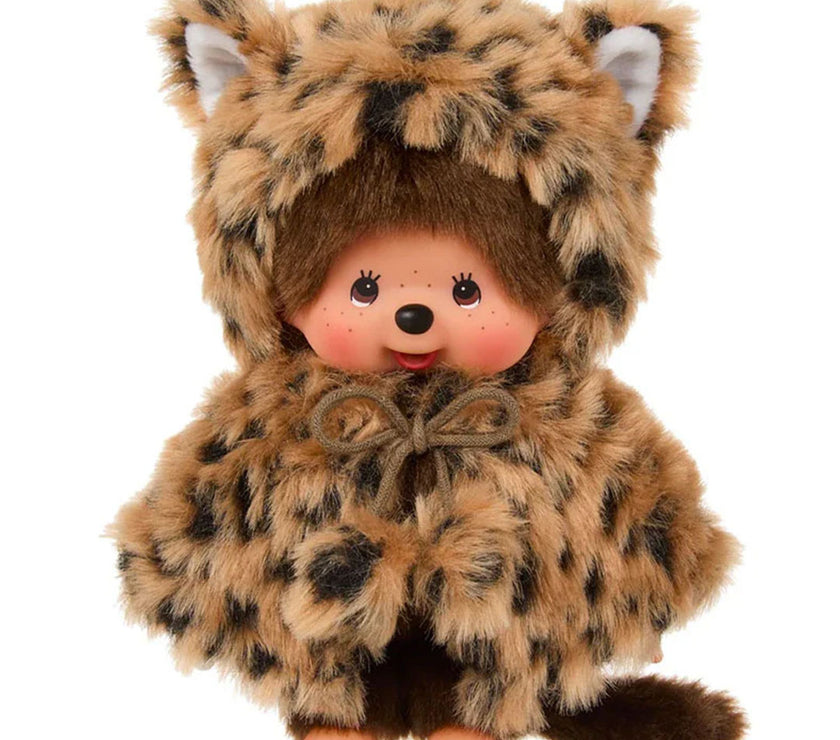 Sekiguchi Monchhichi Leopard Hood and Cape Plush 8" Monkey - NWT