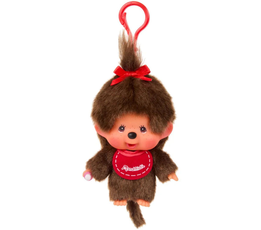 Sekiguchi Monchhichi Classic Big Head Girl Plush 4 inch Mascot Clip - NWT