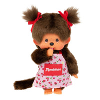 Sekiguchi Monchhichi Girl Pink Flower Apron Plush 8" Monkey