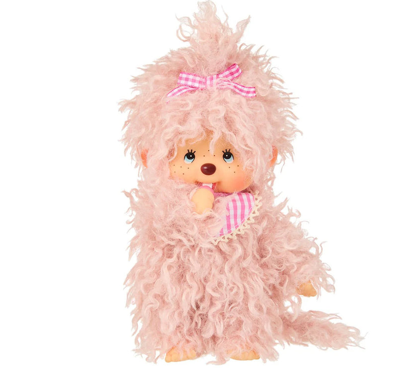 Sekiguchi Monchhichi Fluffy Pink Beige Plush 8" Monkey - NWT