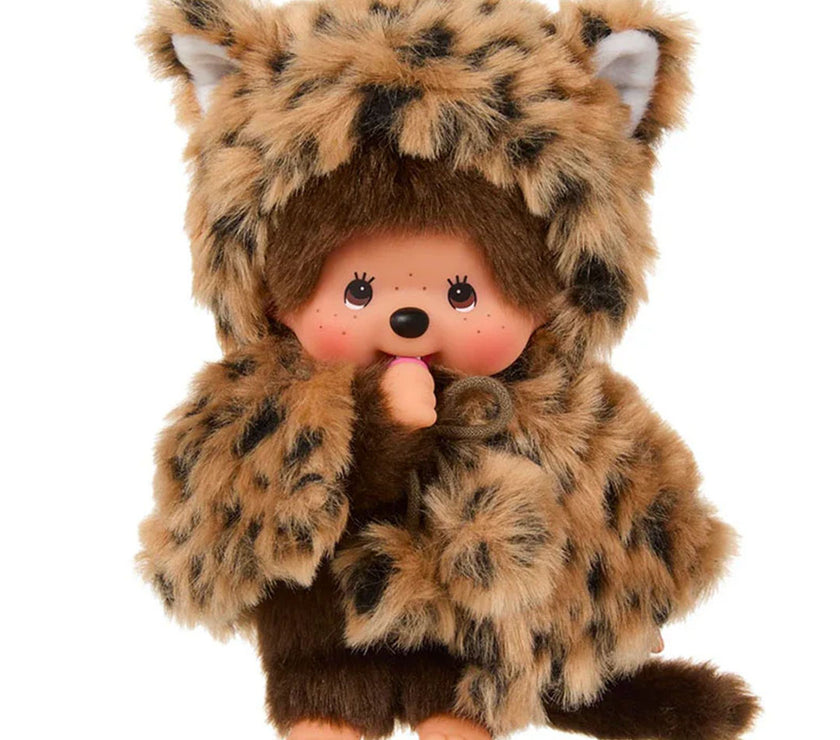 Sekiguchi Monchhichi Leopard Hood and Cape Plush 8" Monkey - NWT