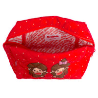 Sekiguchi Monchhichi 7" Red Soft Quilted Zipper Pouch Boy and Girl