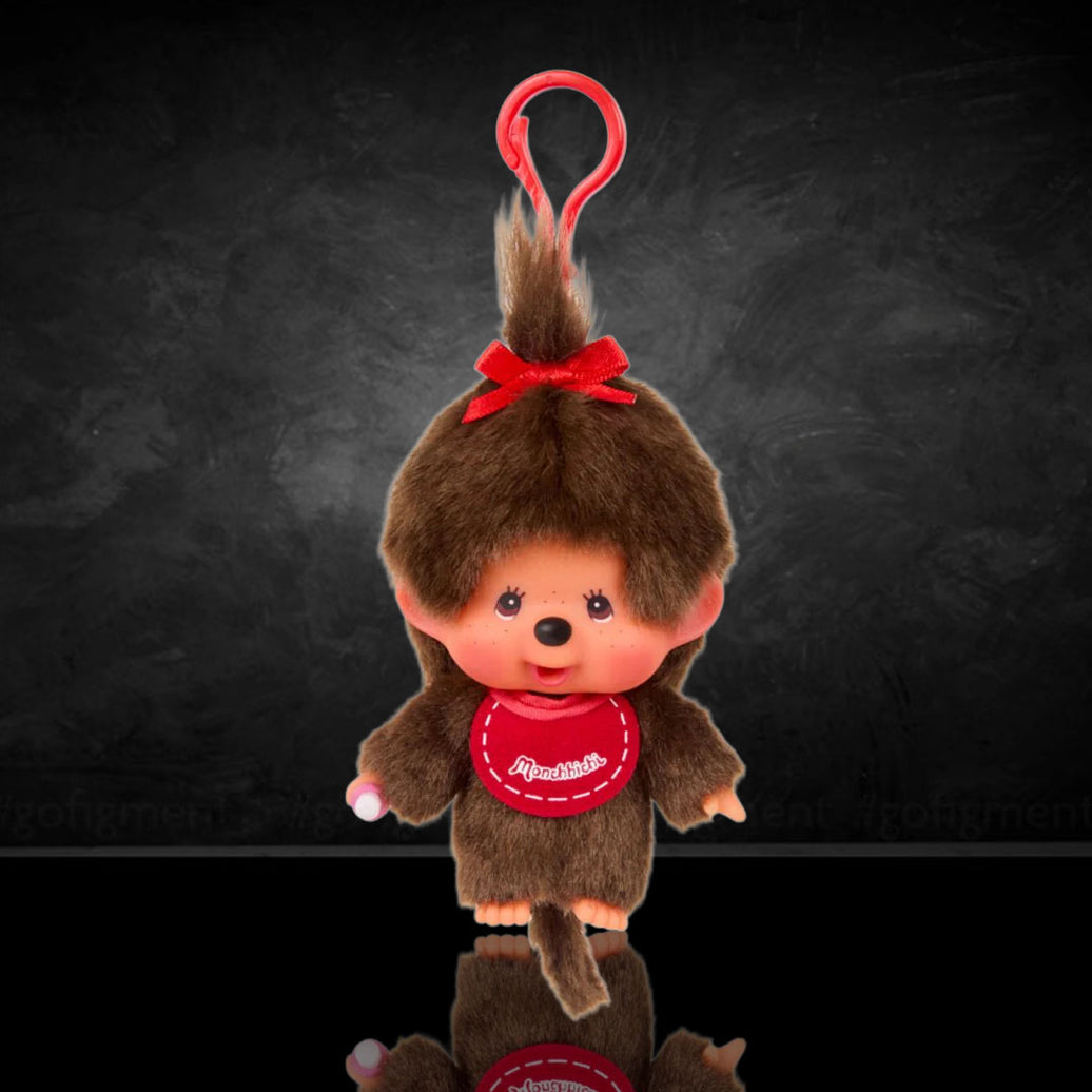 Sekiguchi Monchhichi Classic Big Head Girl Plush 4 inch Mascot Clip - NWT