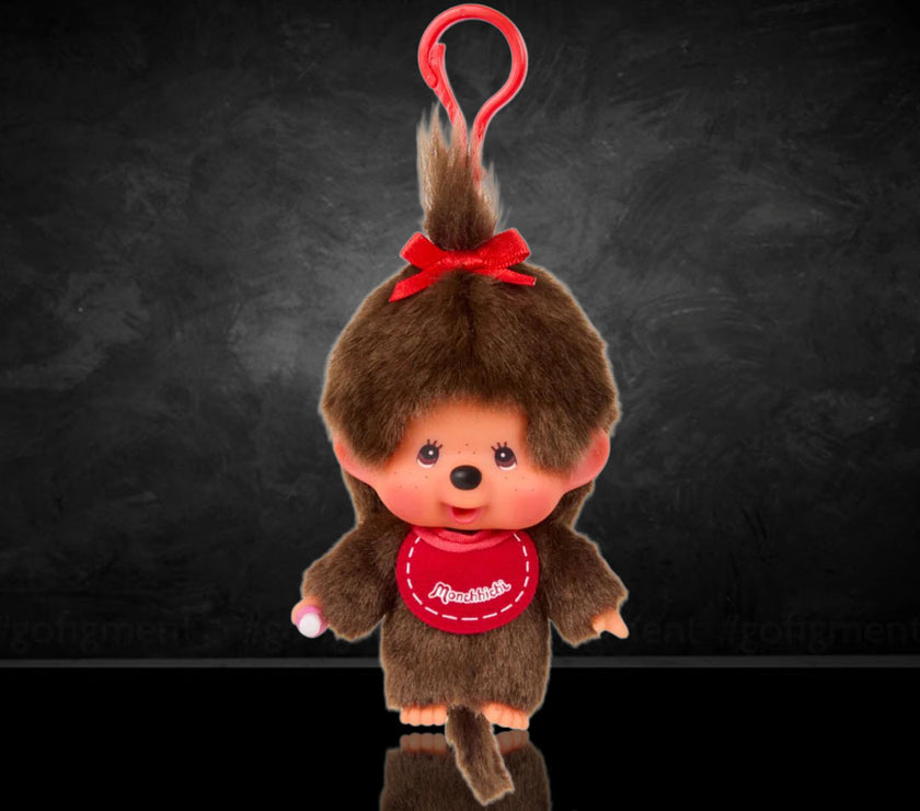 Sekiguchi Monchhichi Classic Big Head Girl Plush 4 inch Mascot Clip - NWT