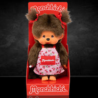 Sekiguchi Monchhichi Girl Pink Flower Apron Plush 8" Monkey