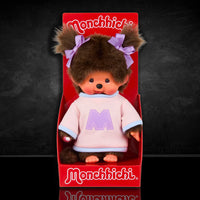 Sekiguchi Monchhichi Girl Pink and Purple "M" Bi-color Sweater Plush 8" Monkey