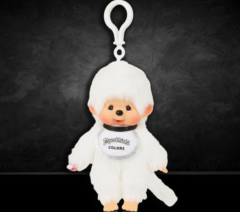 Sekiguchi Monchhichi Boy Colors: White Plush 6 inch Mascot Clip - NWT